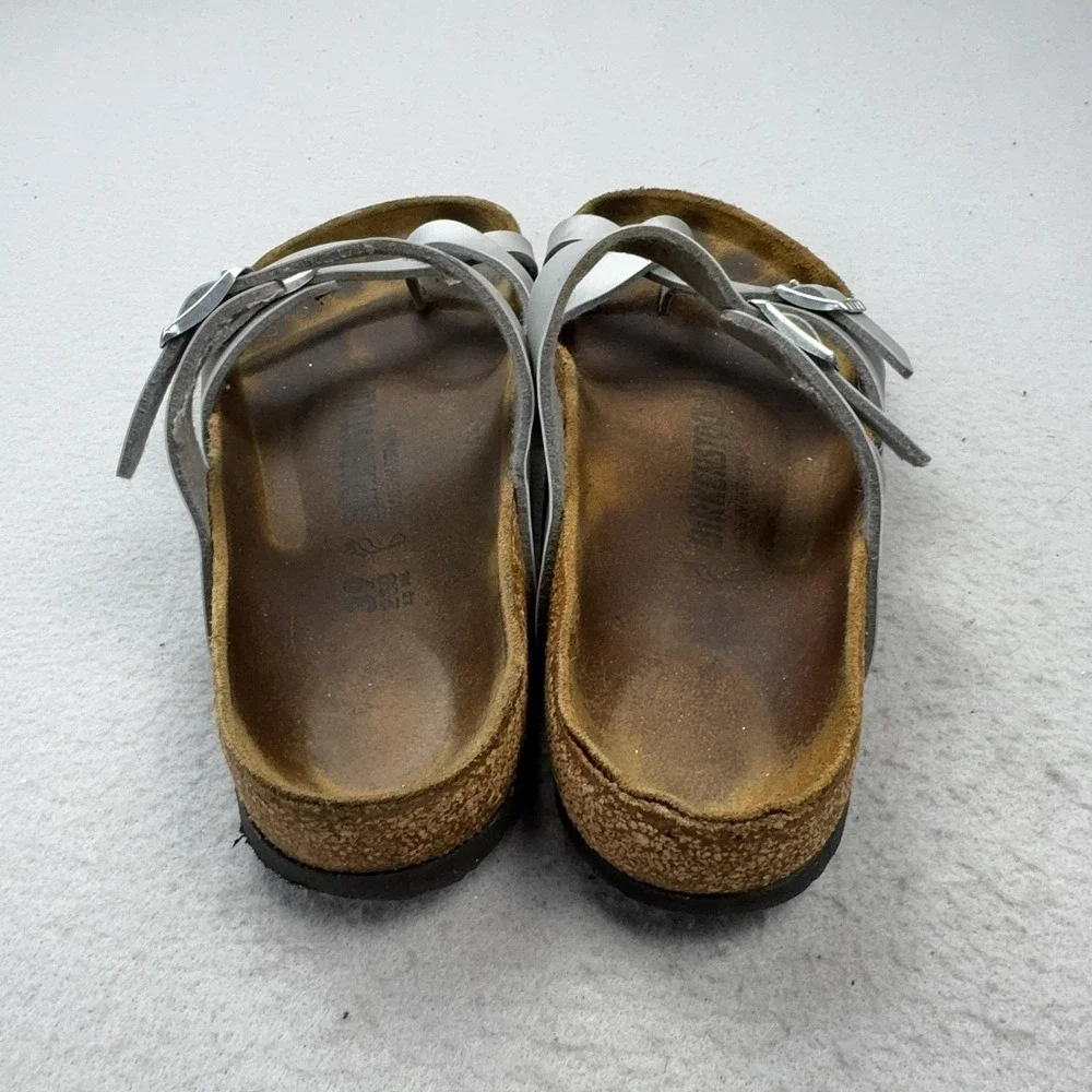 Birkenstock Mayari Sandals Womens Size 8 Silver Strappy Cork Footbed Comfort
